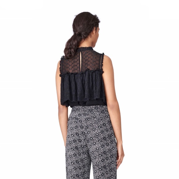 Rebecca Taylor Cold Shoulder Eyelet Silk Top NWT - Picture 3 of 16